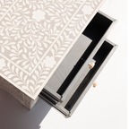 Classic Grey Bone Inlay 3-Drawer Bedside Chest
