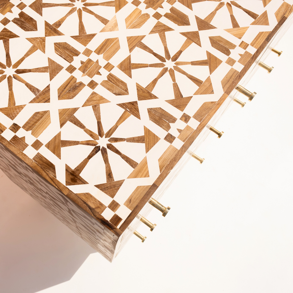 Bone inlay Moroccan Chest of 9 Drawers