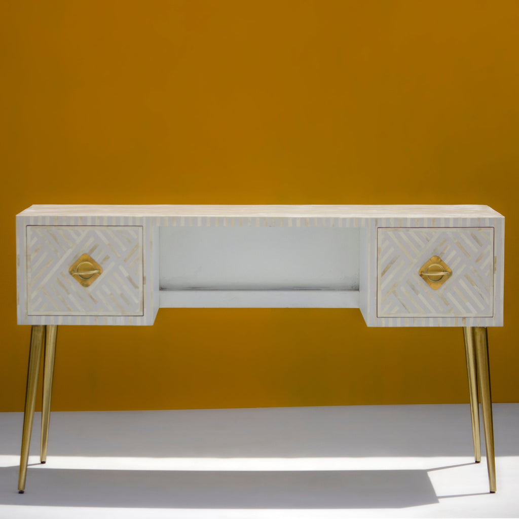 Rajwada Bone Inlay Writing Desk / Console Table