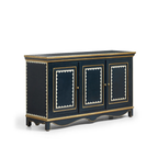 Virasat Hand-Painted Midnight Blue Solid Mango Wood Sideboard – 3 Door Storage Cabinet