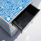 Ranibagh Navy Blue & White Floral Bone Inlay Cabinet