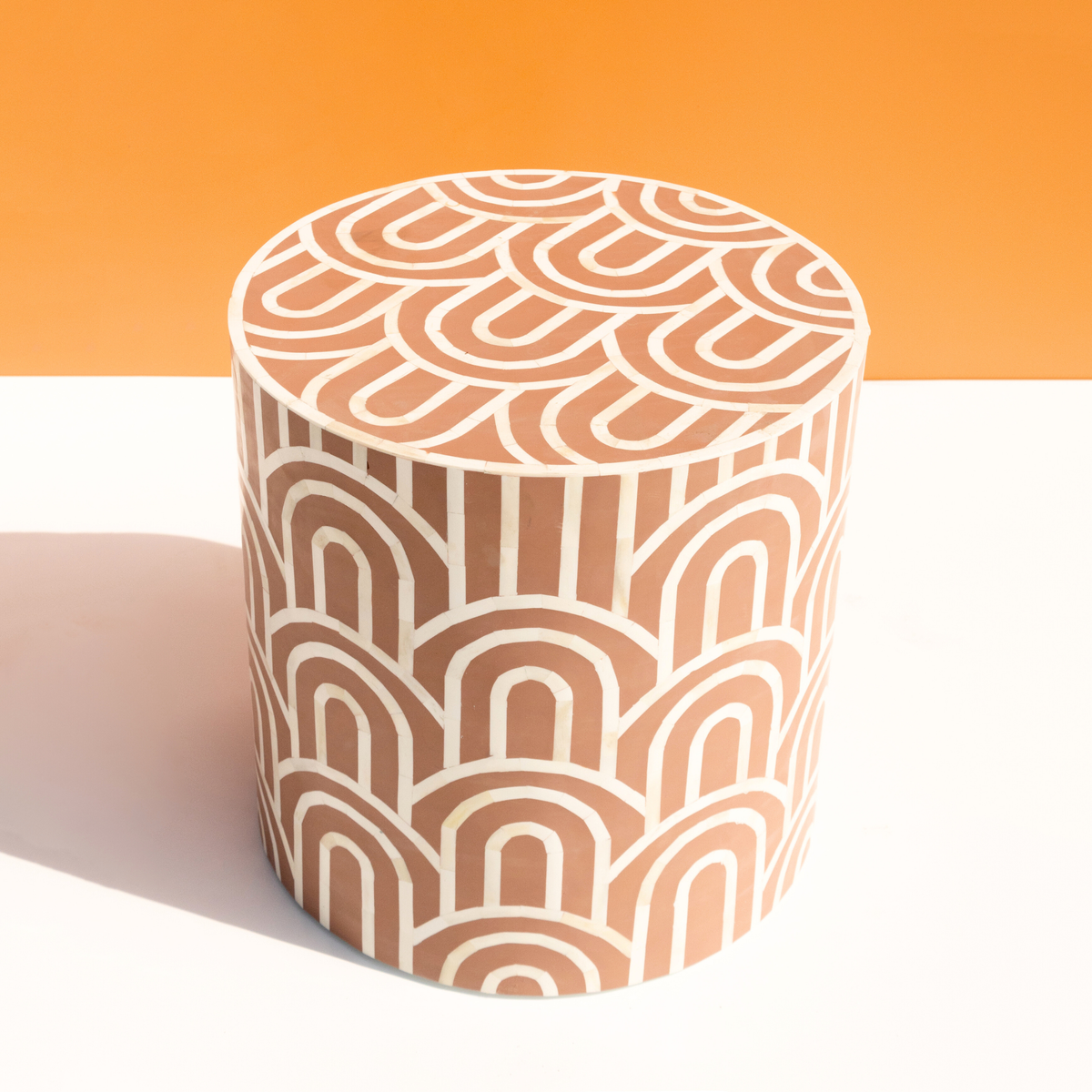 Handcrafted Bone Inlay Round Side / End Table
