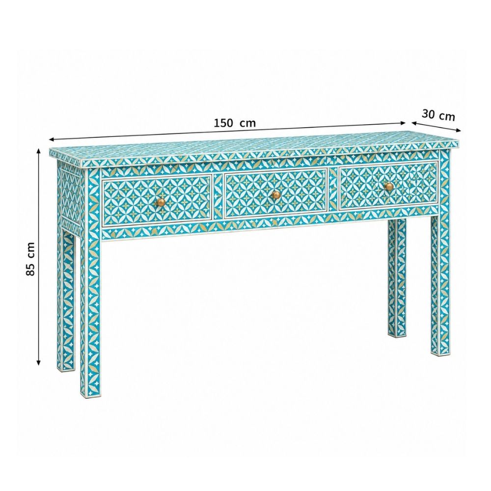 Noor Mahal Mother of Pearl Inlay 4 Drawers Console Table