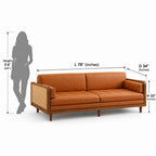 Nawabi Cane Panel Solid Teakwood 3-Seater Sofa Cum Bed