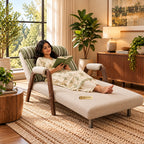 Beige 3-in-1 Cotton Linen Foldable Reclining Sofa Bed