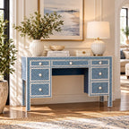 Morgan Bone Inlay 7 Drawers Console Table