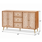 Rooprekha Floral Pattern Wooden Inlay 4-door and 3 drawers cabinet