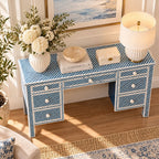 Morgan Bone Inlay 7 Drawers Console Table