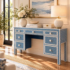 Morgan Bone Inlay 7 Drawers Console Table