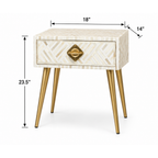 Kesarika Bone Inlay 1 Drawer White Bedside Table