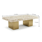 Mother of Pearl Inlay Rectangular Coffee Table, Luxury Modern Center Table