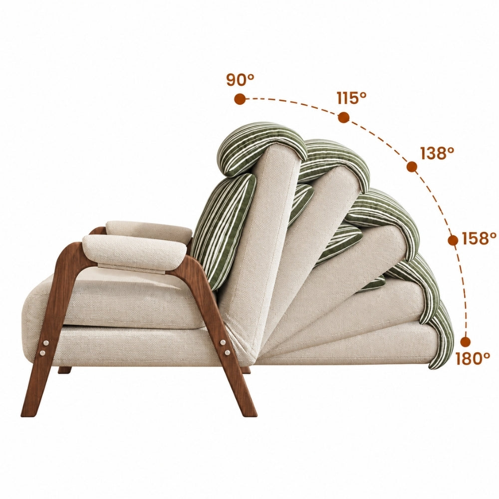 Beige 3-in-1 Cotton Linen Foldable Reclining Sofa Bed