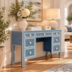 Morgan Bone Inlay 7 Drawers Console Table