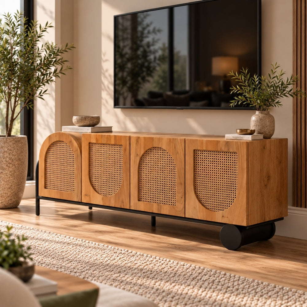 Dastarkhwan Mango wood with Rattan TV Unit