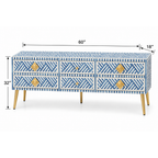 Riwaayat Blue & White Chevron Bone Inlay TV Unit