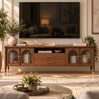 Phulkari Solid Wood Tv Unit In Brown Finish