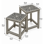 Naqshika Coffee Table – Black & Ivory Geometric Inlay Set of 2