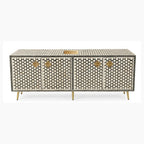 Black Bone Inlay Targua Design 4 Door TV Unit Media Cabinet