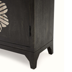 Sand Etched Mandana Floral Carved Wooden Cabinet