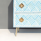 Bone Inlay Chest of 3 Drawers with Metal Knobs