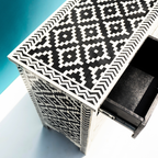 Dwarka Black & White Bone Inlay Chest of Drawers with Geometric Pattern