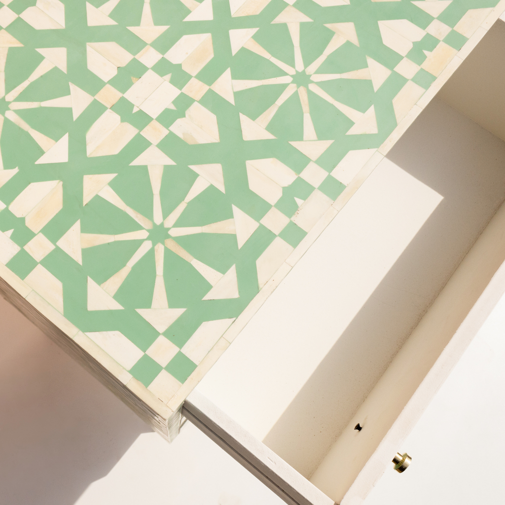 Bone Inlay Chest of 9 Drawers ( Mint Green )