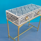 Taj Signature Black And White Bone inlay 2 Drawers Console Table