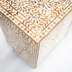 Rooprekha Floral Pattern Wooden Inlay 4-door and 3 drawers cabinet