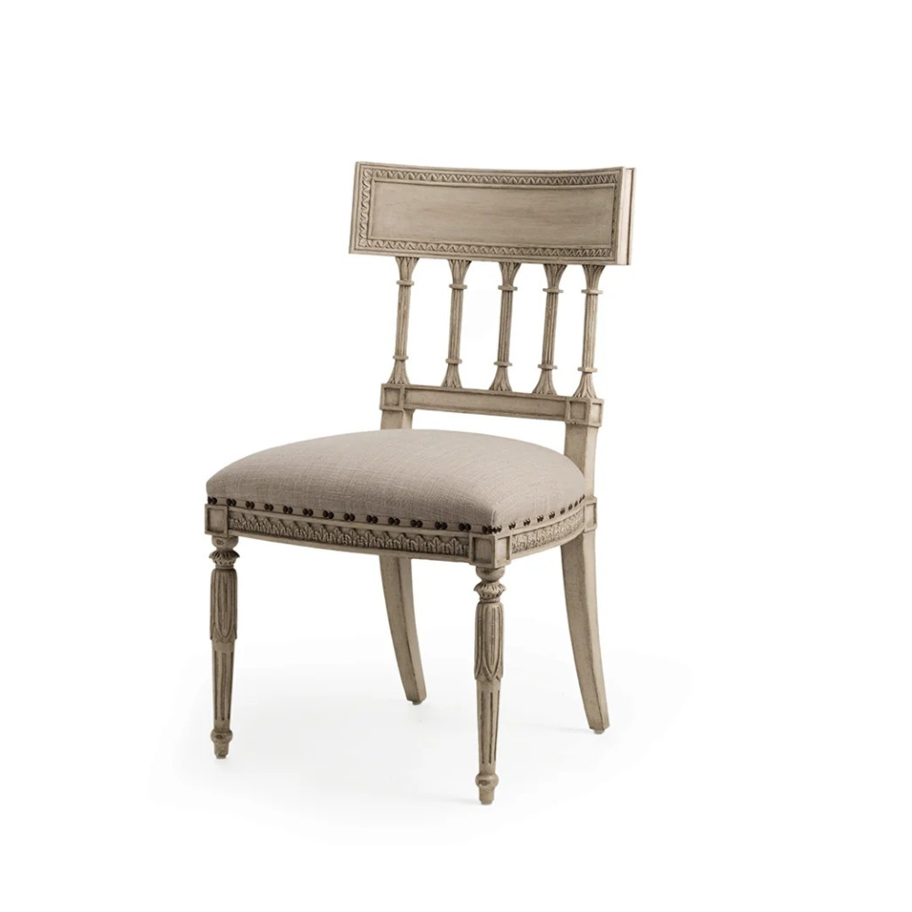 Taj Living Hand-Carved Solid Wood Dining Chair – Distress Antique Finish