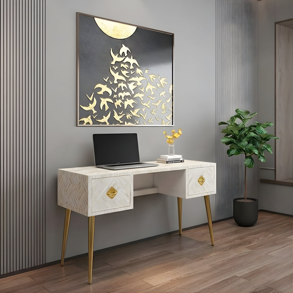 Rajwada Bone Inlay Writing Desk / Console Table