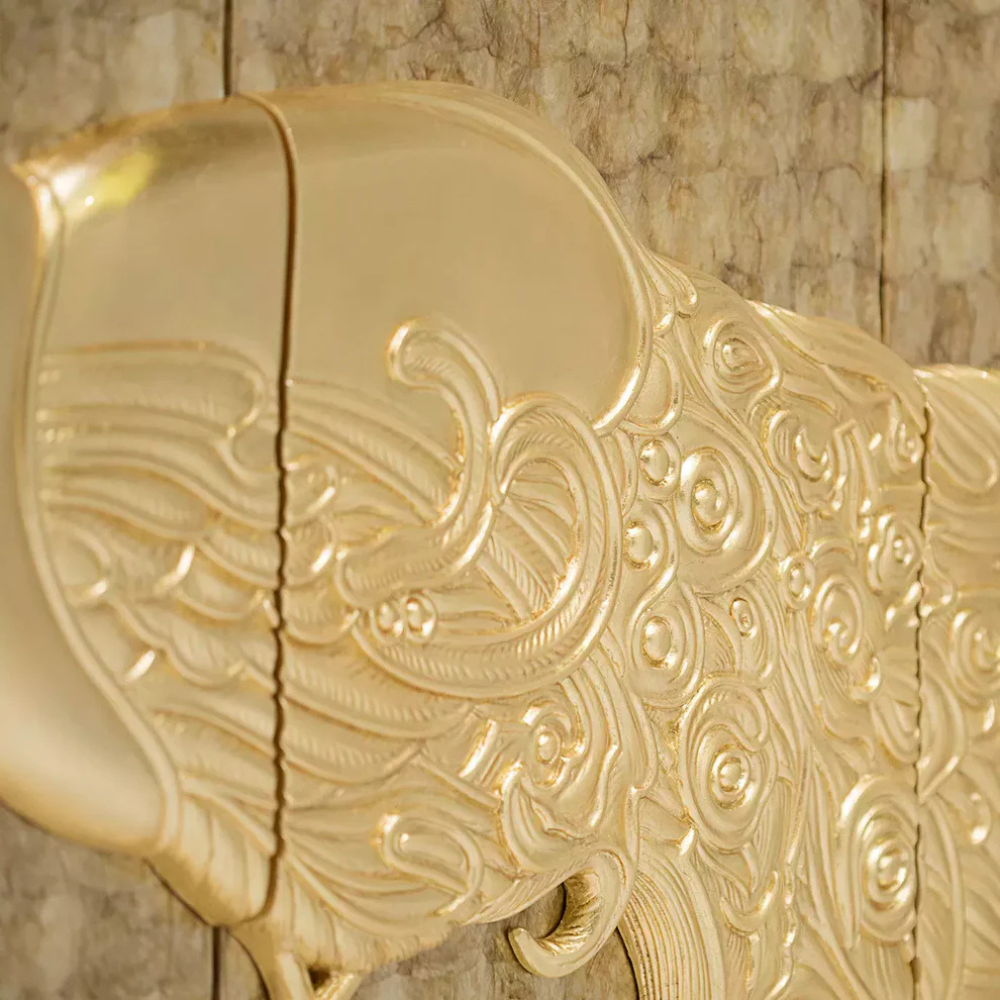 Gulnaar Handmade Brass Golden Peacock Sideboard