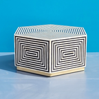 Bone Inlay Hexagon Coffee Table Geometric Pattern