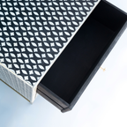 Modern Black & White Bone Inlay Bedside Table with 2 Drawers