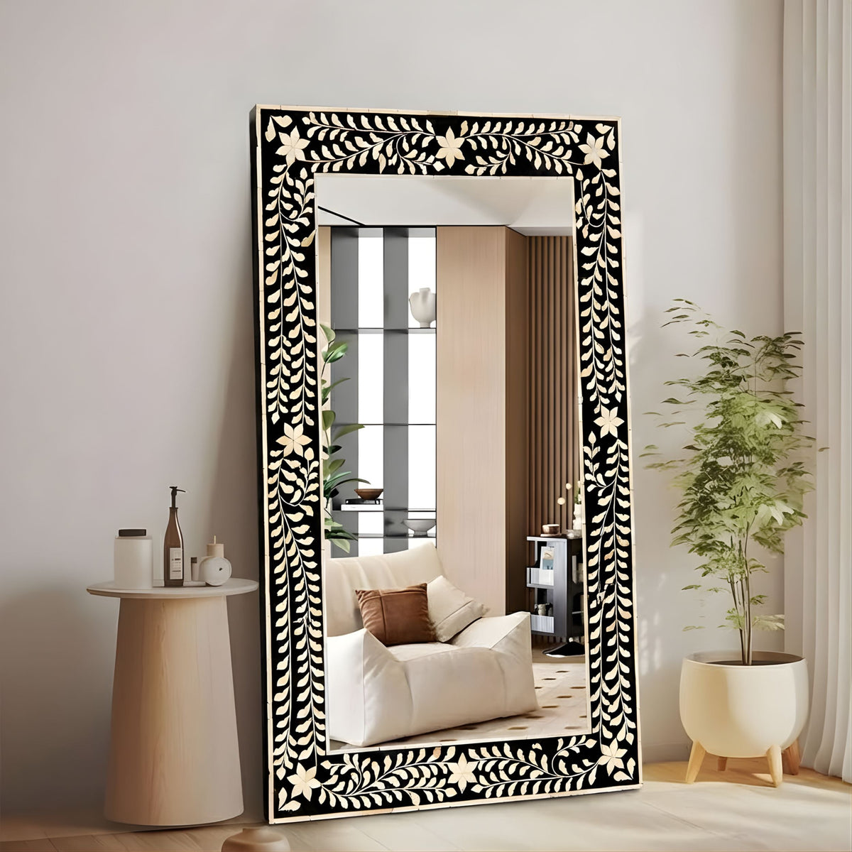Mehrang Bone Inlay Floral Wall Mirror
