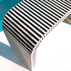 Nakashi Black & White Bone Inlay Console Table with Curved Design