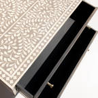 Luxury Grey Bone Inlay Chest of 6 Drawers with Floral Design