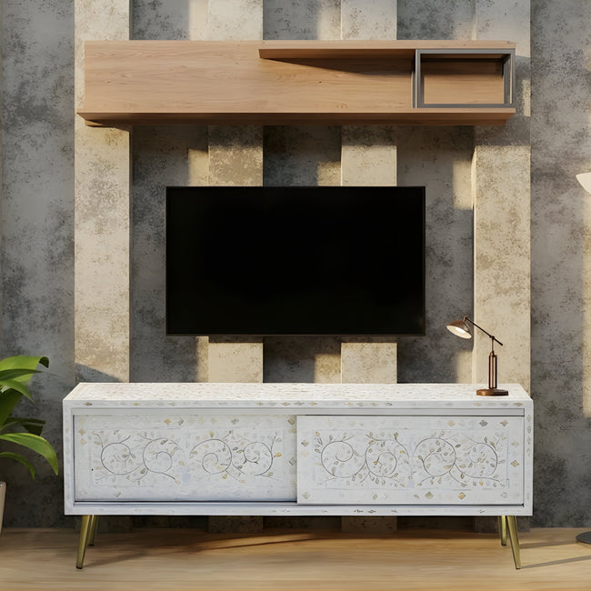 Dharohar Mother of Pearl Inlay TV Unit Hover Image