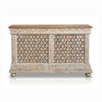 Rangriti Hand Carved Wooden Sideboard – Handcrafted Rajasthani Jali Cabinet