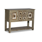 Modern Solid Wood & Brass Accent Console With Drawers