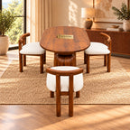 Darbar Wood Round Table with 4 Matching Chairs Dining Set