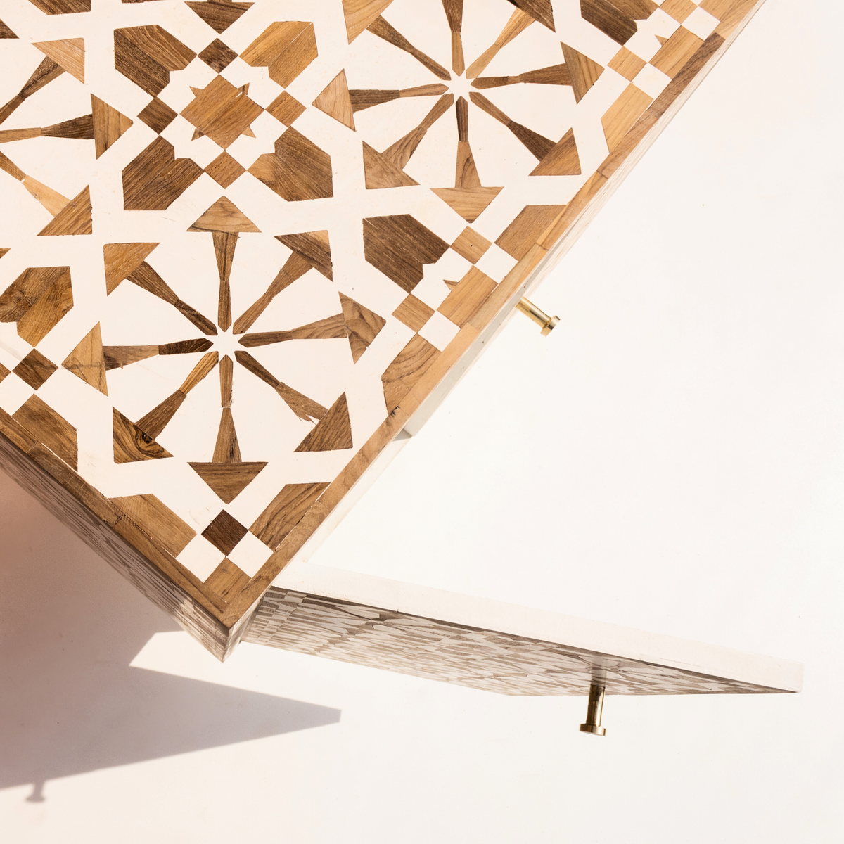 Bone inlay 2 Door Cabinet with Geometric Pattern