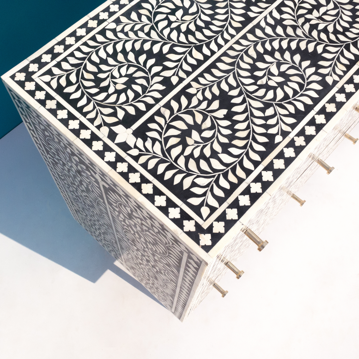 Charbagh Bone Inlay Chest of Drawers with Floral Design – Luxury Storage Cabinet