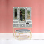 Mandvi Bone Inly Dressing Table with Seating Stool