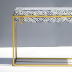 Dharohar Blue Bone Inlay Console Table - Geometric Pattern