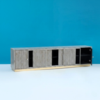Haveli Bone Inlay Media Console or Cabinet with Gold Base