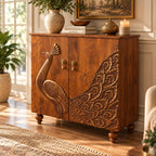 Maharaja Wooden Peacock Storage Cabinet