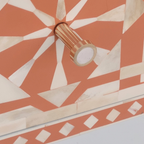 Warli Peach and White Floral Bone Inlay 2-Drawer Office/Home Desk