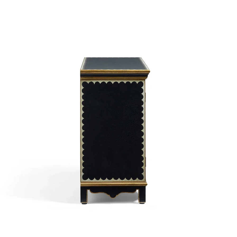 Virasat Hand-Painted Midnight Blue Solid Mango Wood Sideboard – 3 Door Storage Cabinet