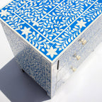 Ranibagh Navy Blue & White Floral Bone Inlay Cabinet