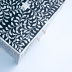 Heritage Black Bone Inlay Bedside Chest with 2 Drawers